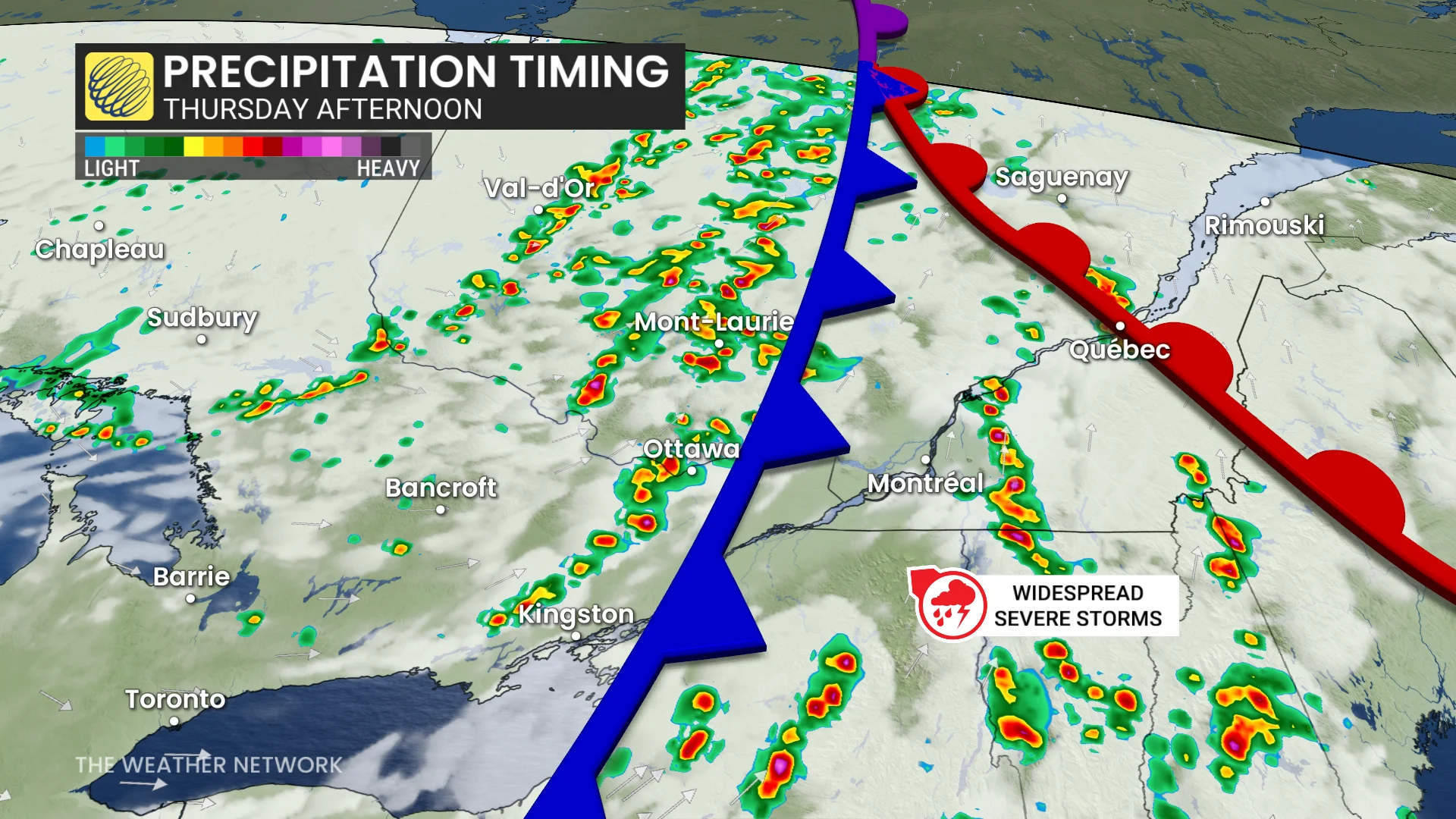 Eastern Ontario and Quebec Thursday afternoon forecast storms - Aug. 26, 2026