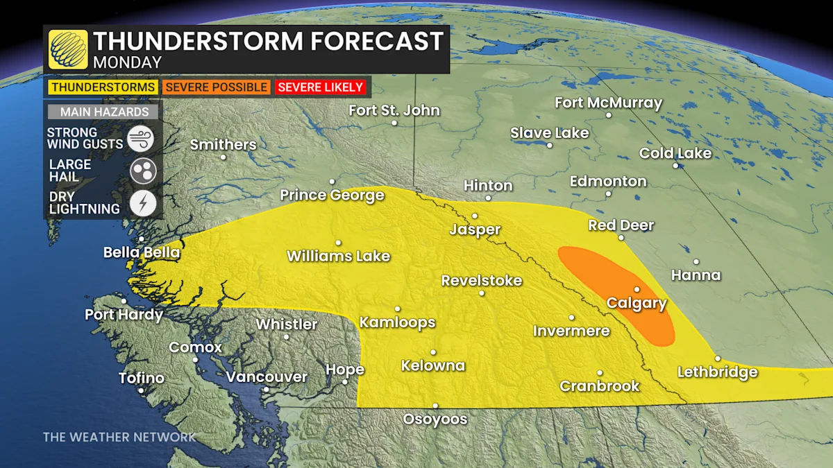 Wildfire worries rise in the West with severe storm risk in B.C ...