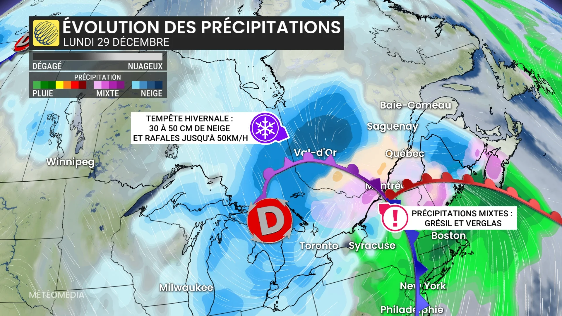 Tempêtes d'ouest en est