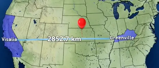 Balloon supposedly floats 3000 km cross-country in just one day