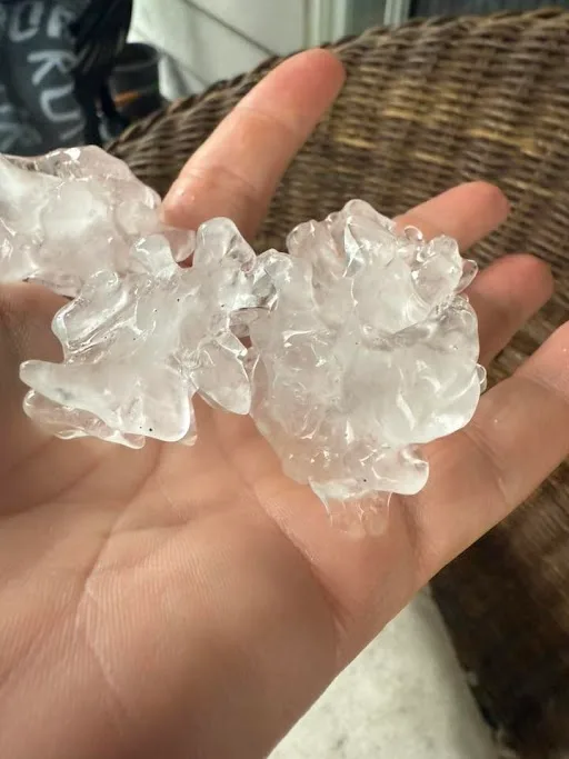 Hail, Big, Ice, Quebec, Storm, Tornado, Thunderstorm, July 24, 2025. (Sent to MeteoMedia by Melissa Pelletier)