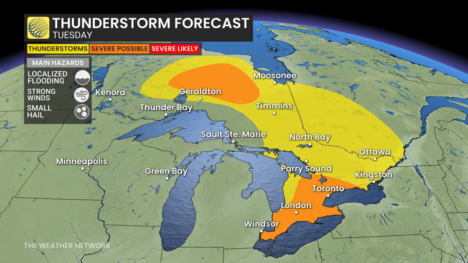 Baron - Ontario thunderstorm risk Tuesday - Sept 1