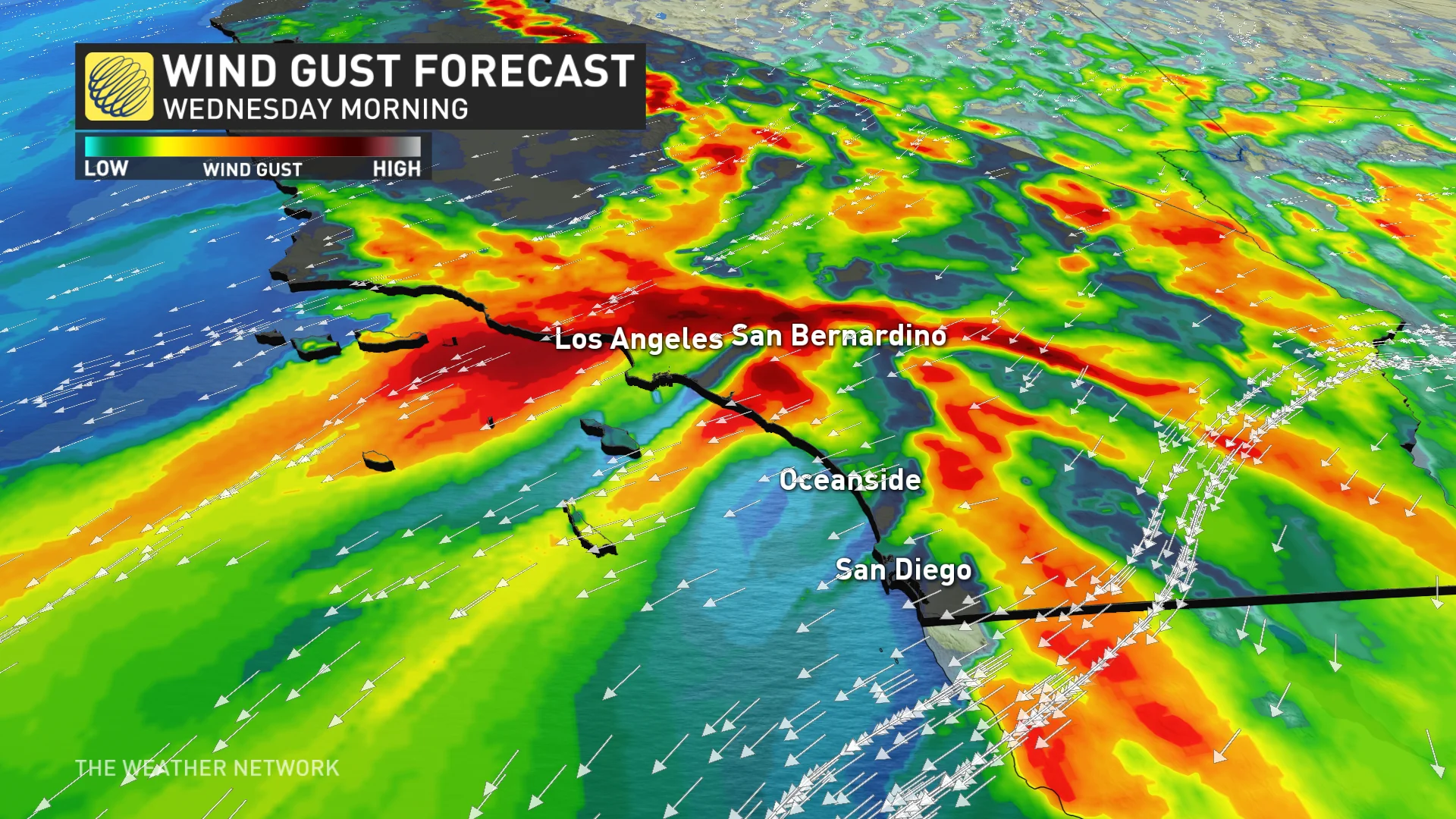 Baron - California wind gust forecast Wednesday am - Jan7