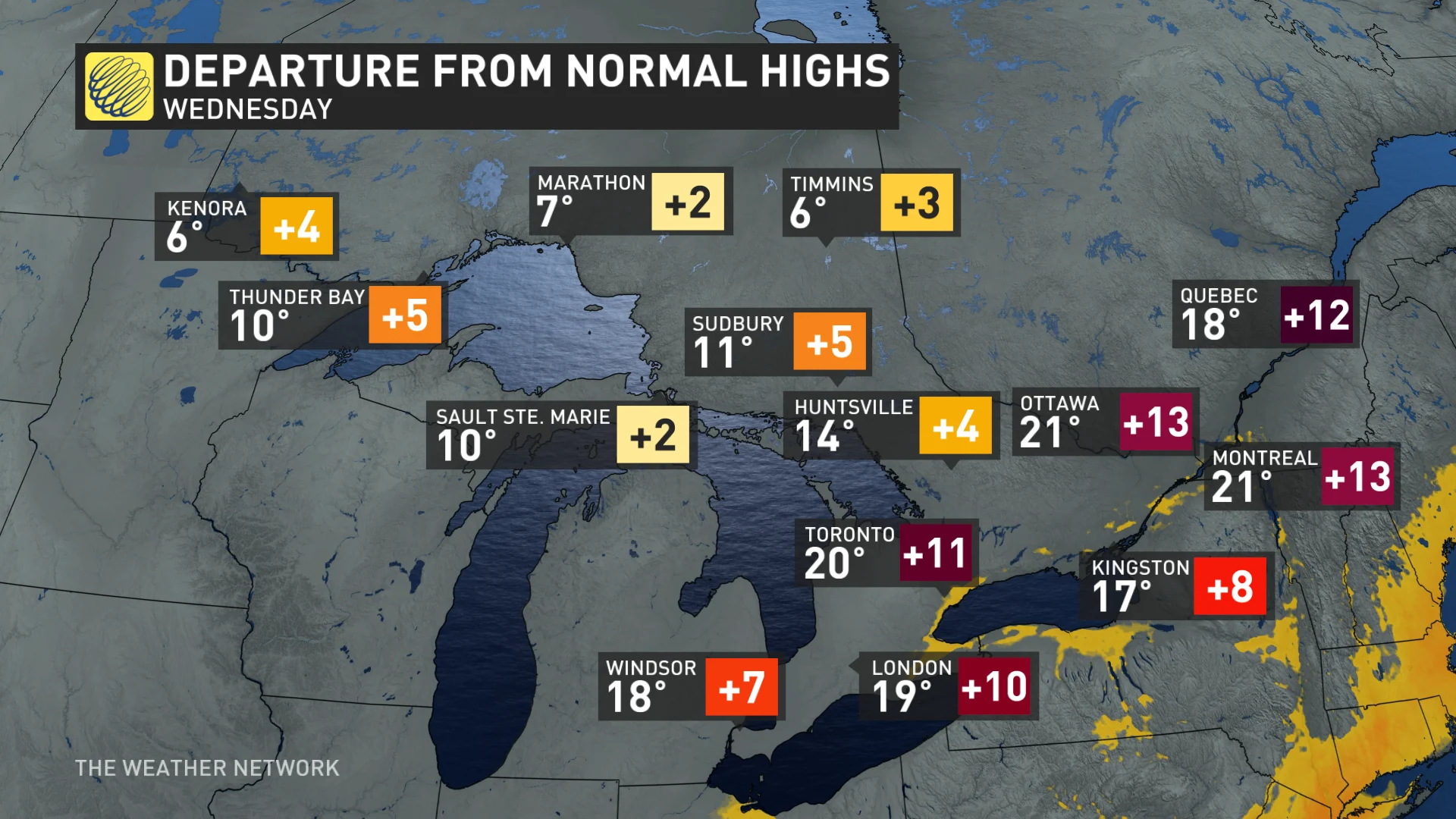 Temperatures deviate from normal highs on Wednesday