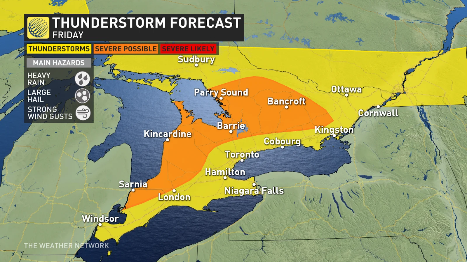 Ontario storm risk Friday