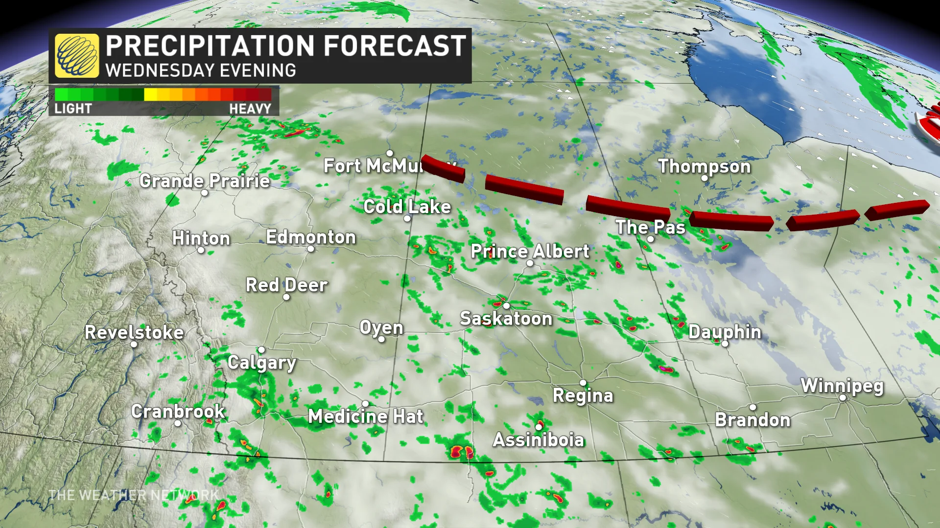 Precipitation map Prairies_Wednesday evening_July 2