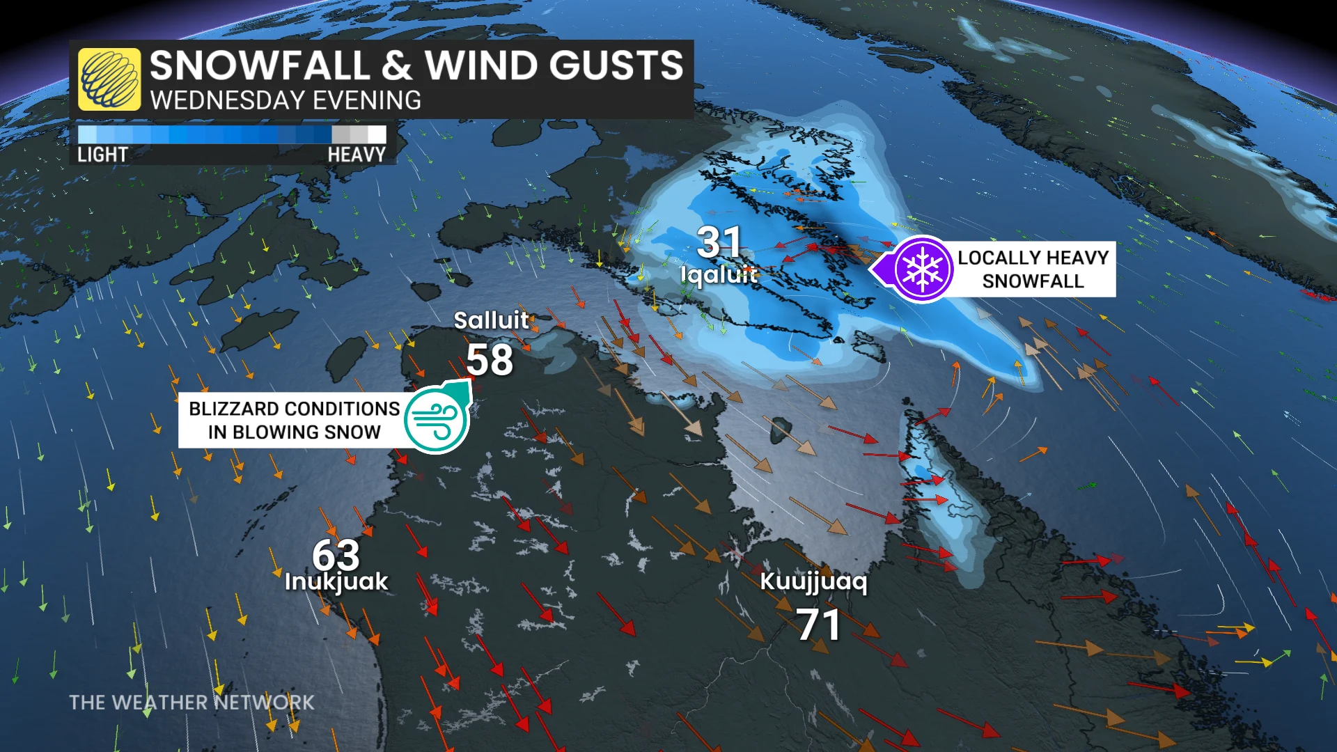 Baron - Snowfall and wind gusts Wednesday evening - May 14