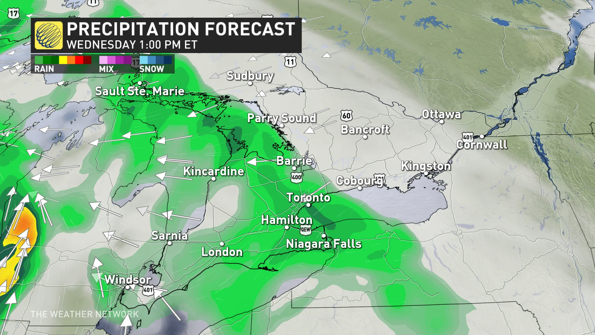 Rainfall timing southern Ontario Wednesday afternoon _ April 15