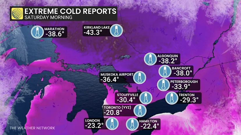 A town in Ontario registered an early-Saturday morning temperature of ...