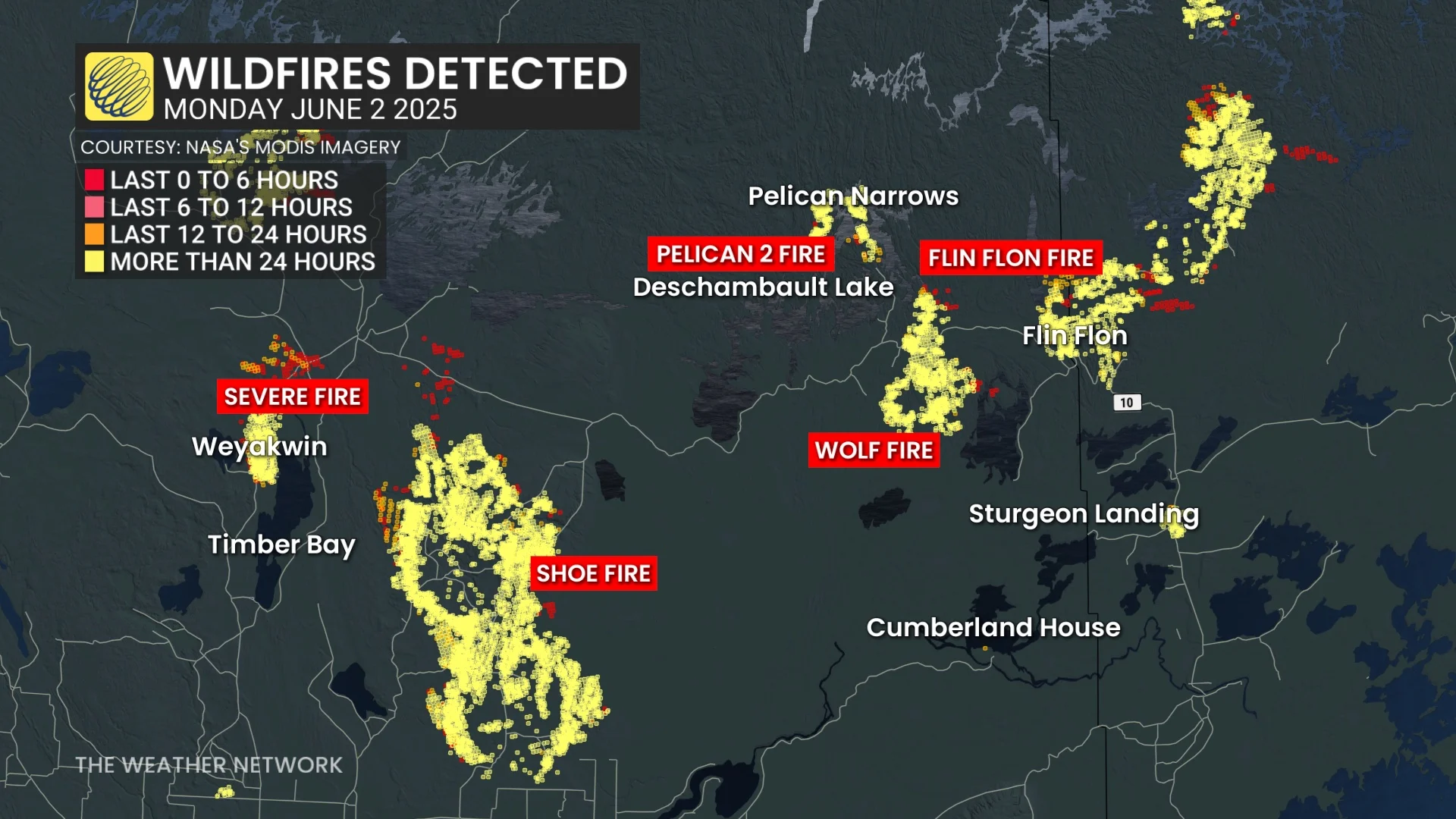 Current Prairies wildfires Monday, June 2