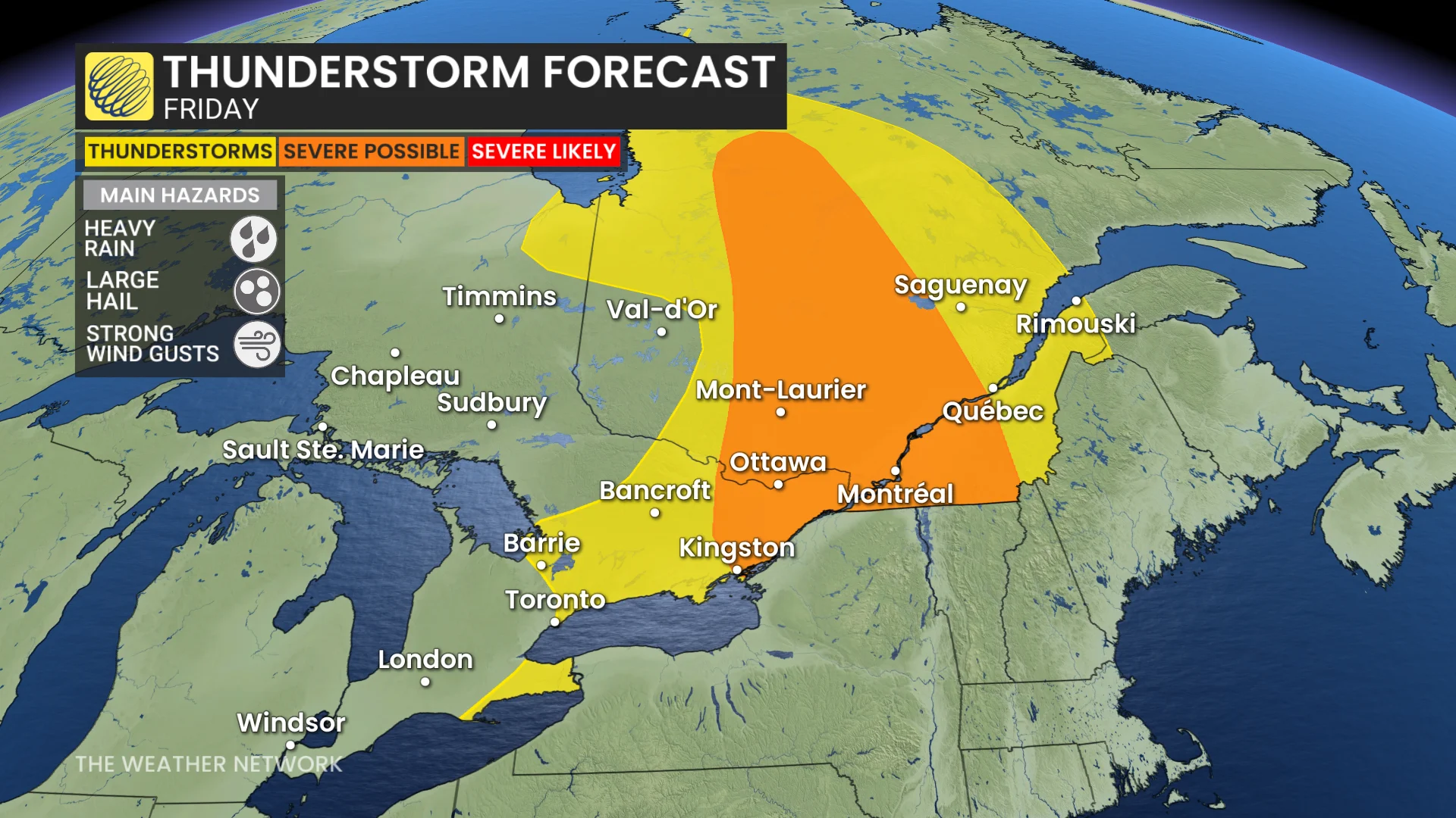Ontario and Quebec Friday severe storm risk - June 11, 2026