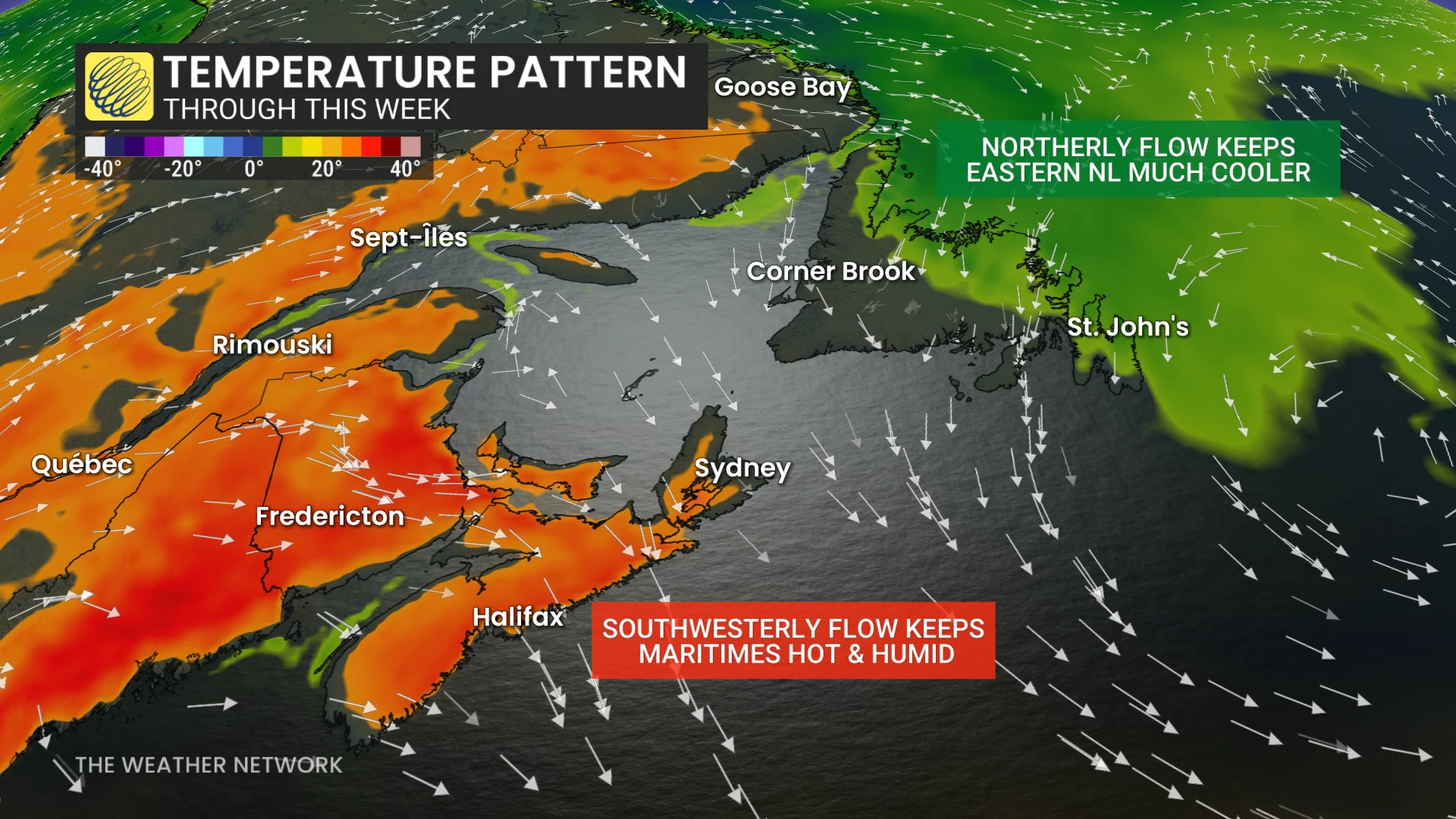 Atlantic Canada temperature pattern this week