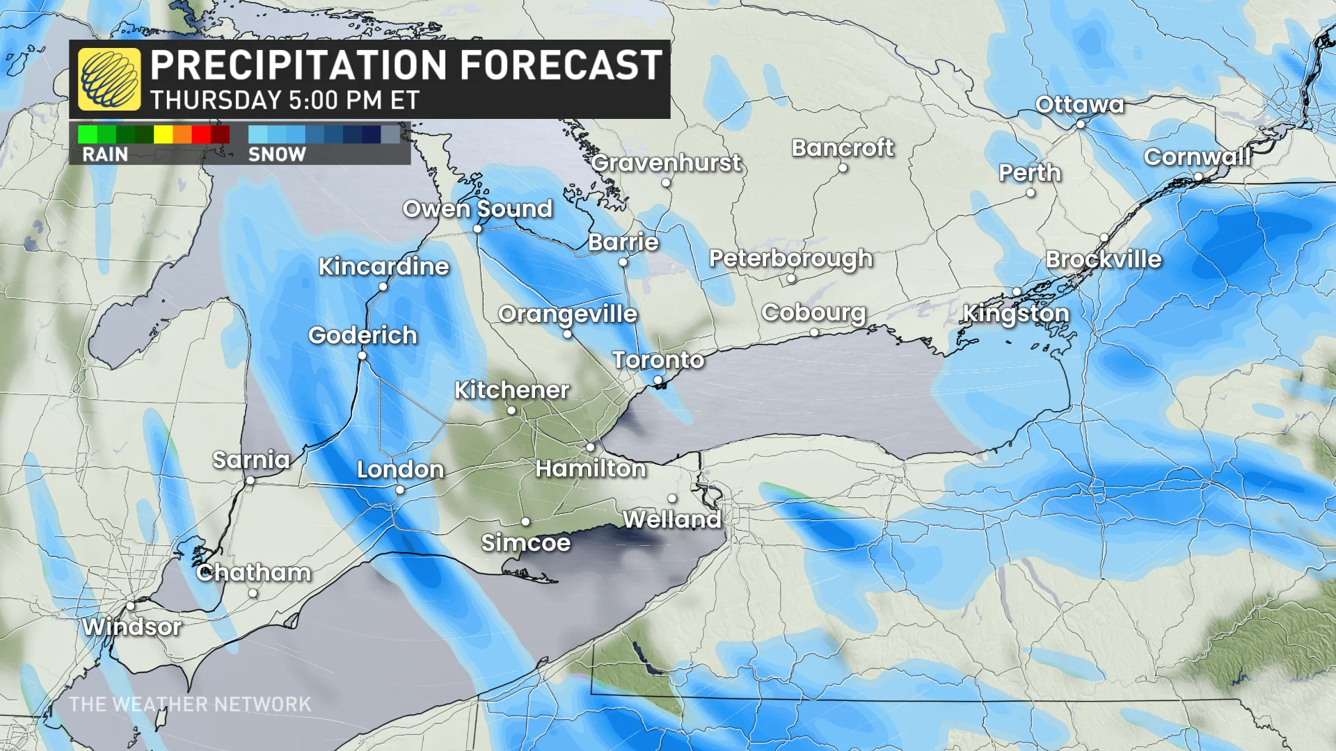 Baron - Ontario precipitation forecast Thursday pm - Dec5