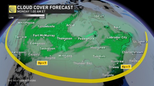 Una tempesta geomagnetica “forte” potrebbe innescare l’aurora boreale sul Canada domenica notte