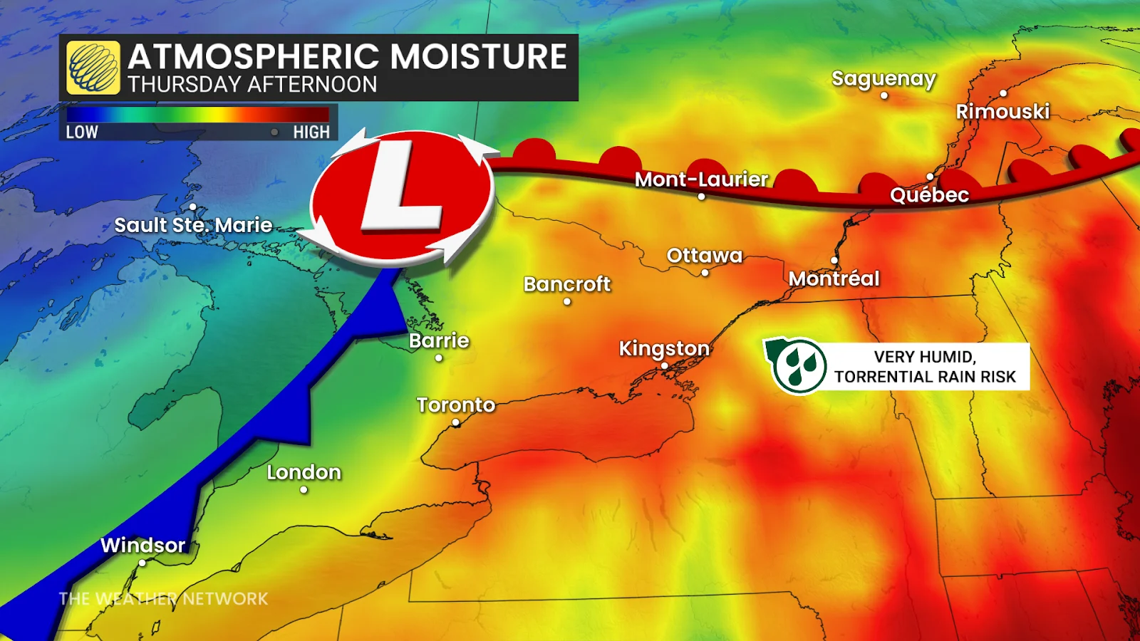 Ontario Quebec Thursday afternoon atmospheric moisture - July 16, 2025