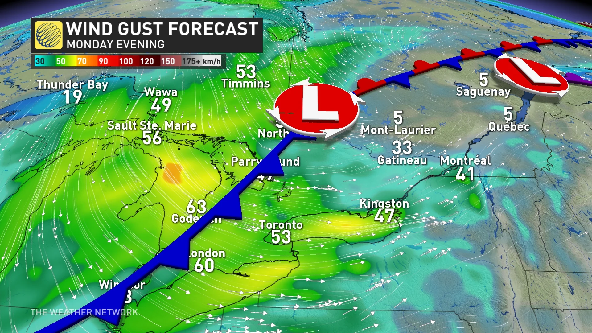 Ontario Monday evening wind gusts_Nov. 10