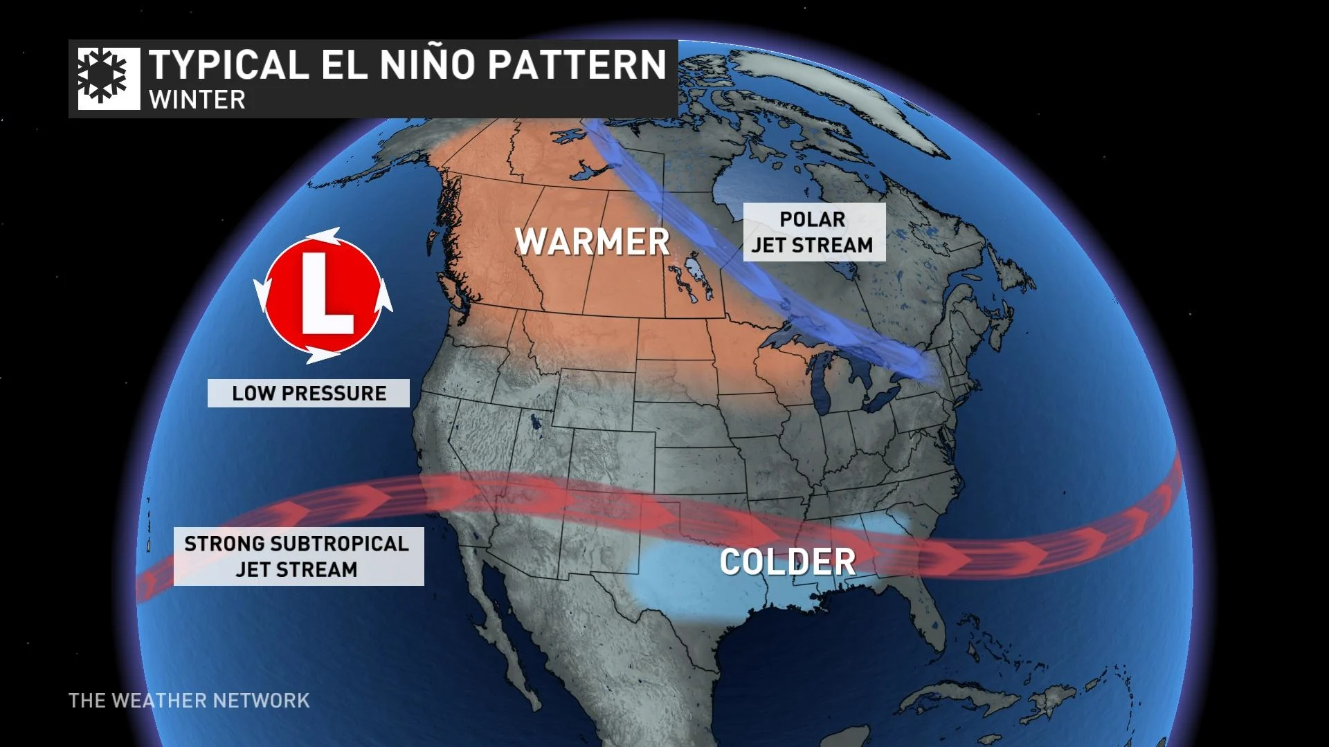 Fenomena El Niño di musim dingin, Amerika Utara, Kanada