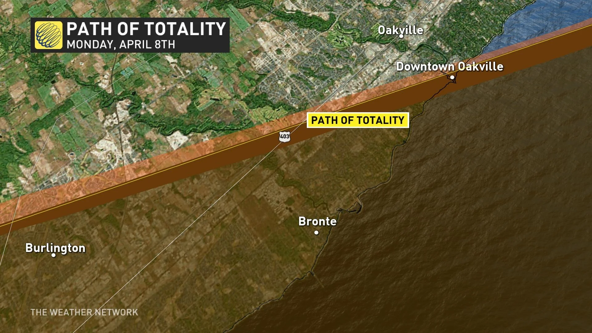 Oakville, Ont. path of totality April 7