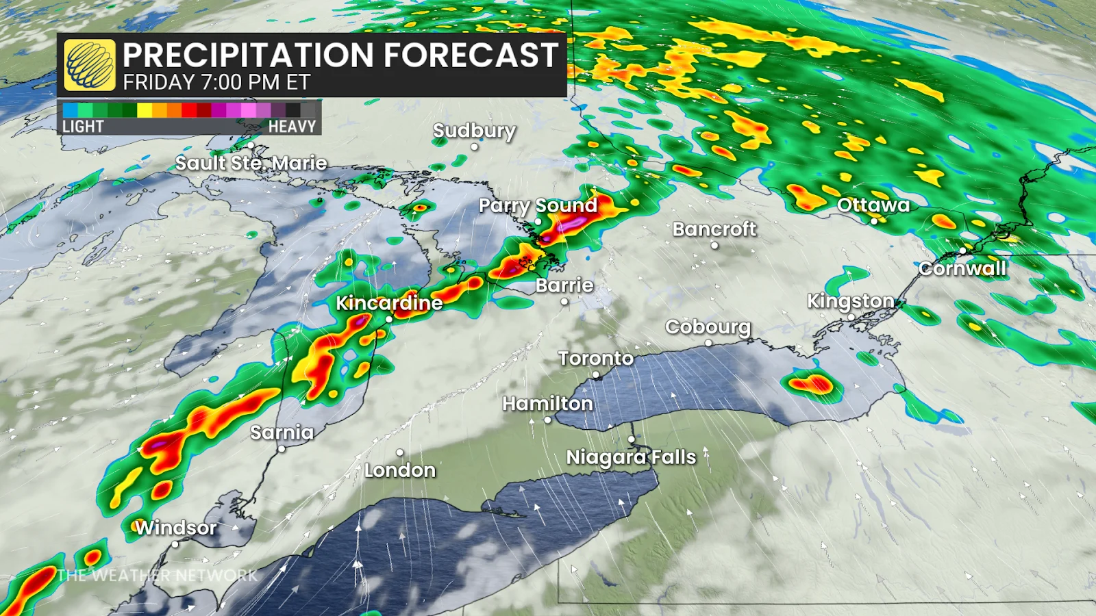 Ontario Friday 7pm forecast storms and precipitation- June 27, 2025