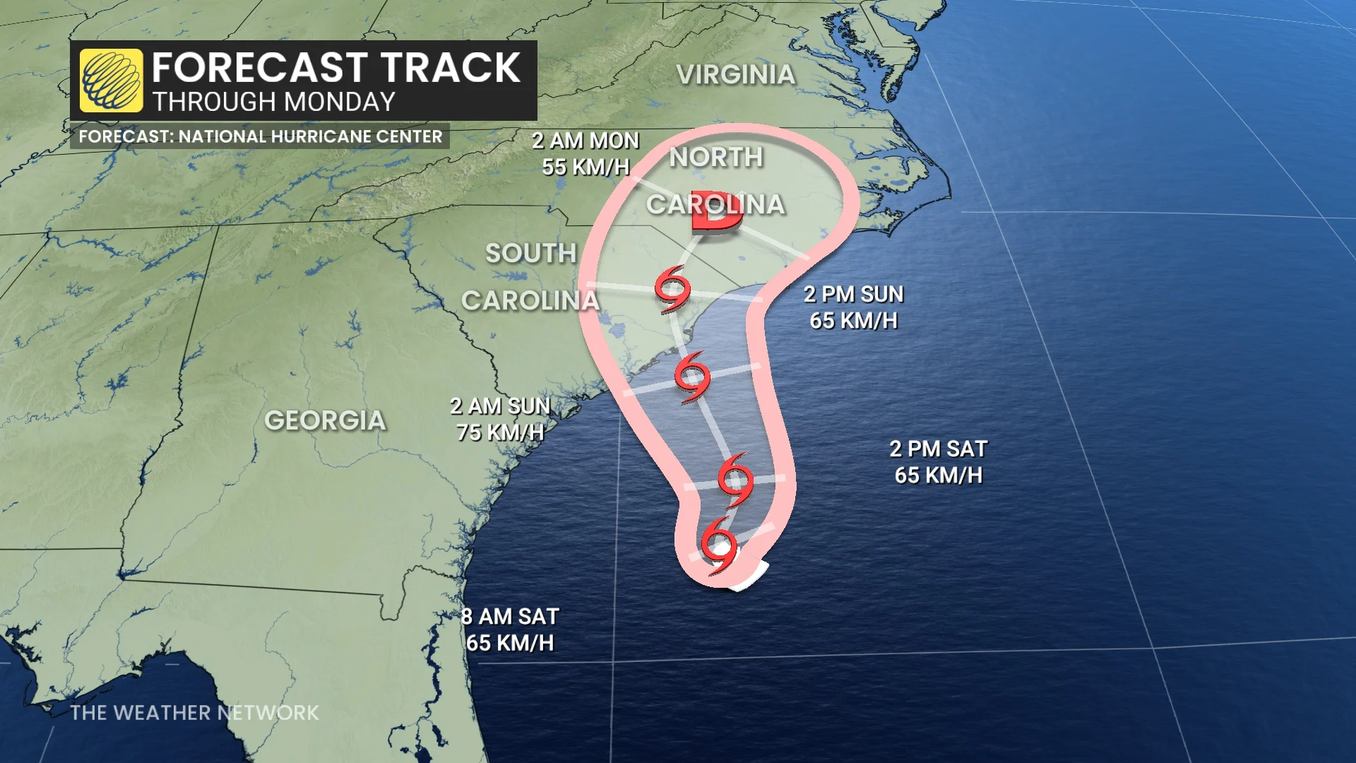 Chantal forecast track through Monday_July 5