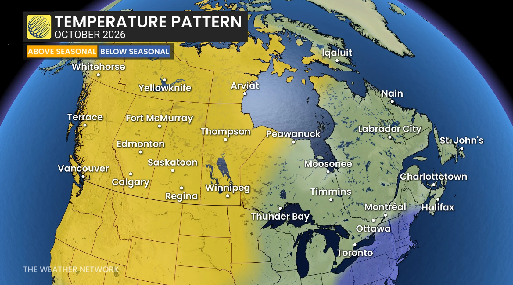 October 2026 temperature pattern