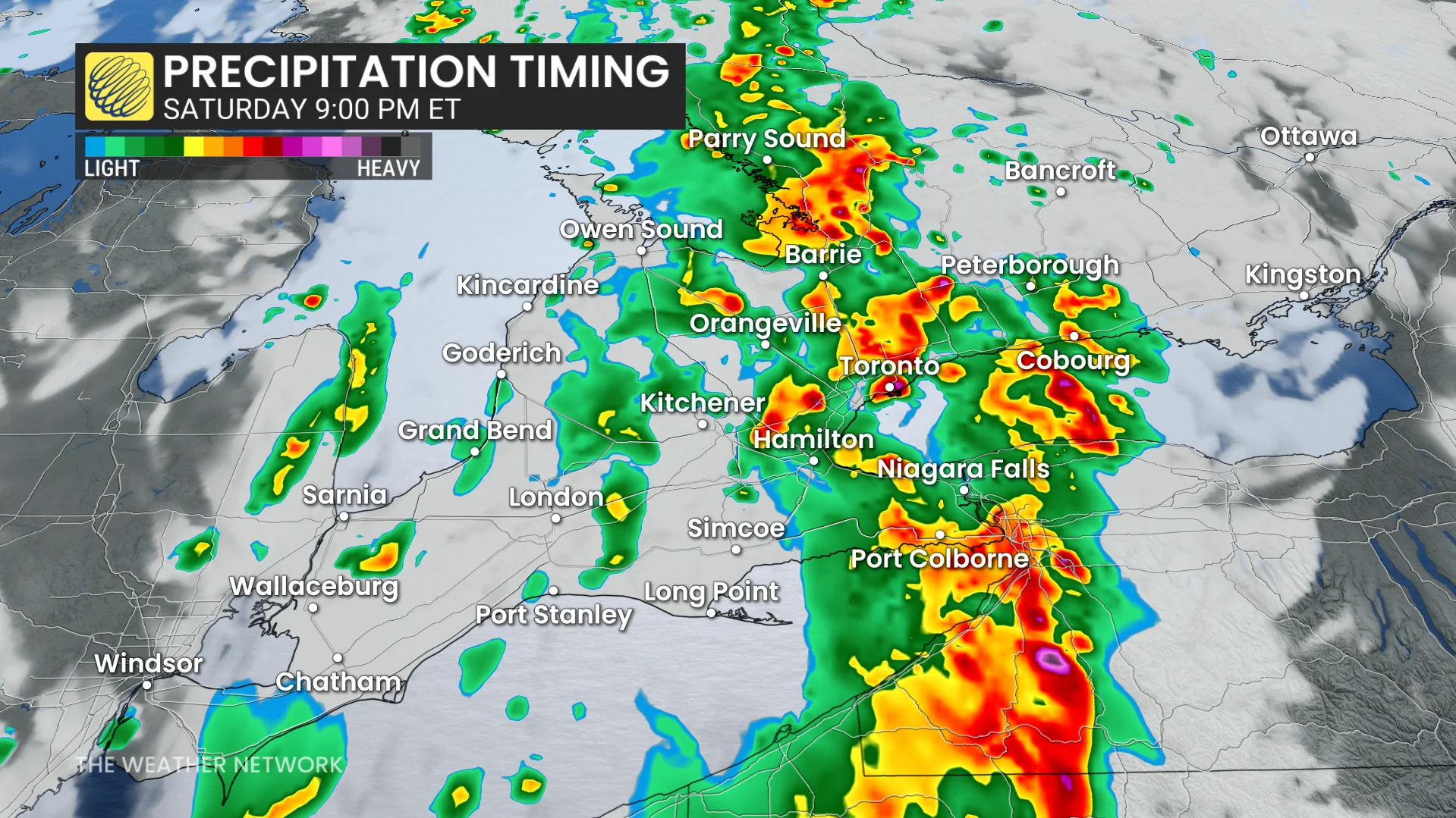 Southern Ontario Saturday night forecast thunderstorms - Aug. 22, 2026