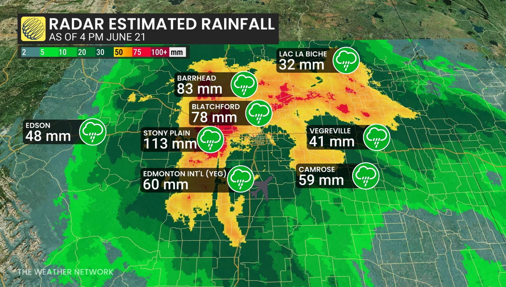 Alberta Estimated Rainfall June 21 2026