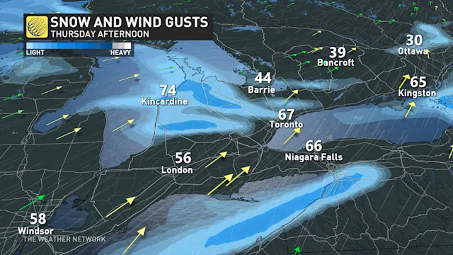 Next shot of lake-effect snow squalls ready to hit Ontario with 20-50 ...
