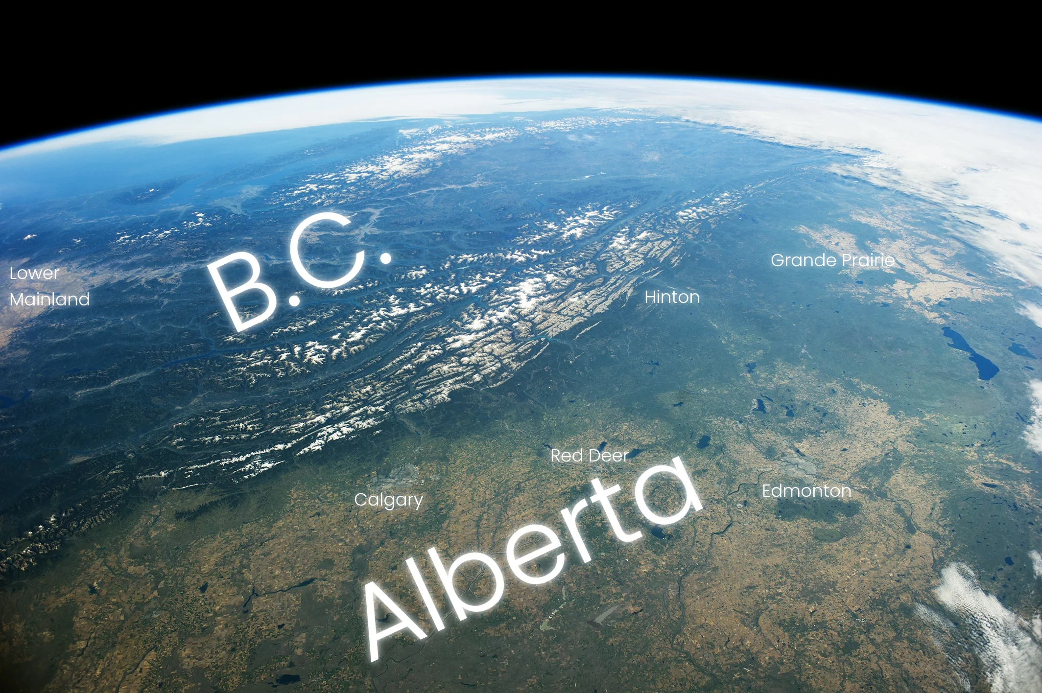 (NASA) Alberta Rockies from space