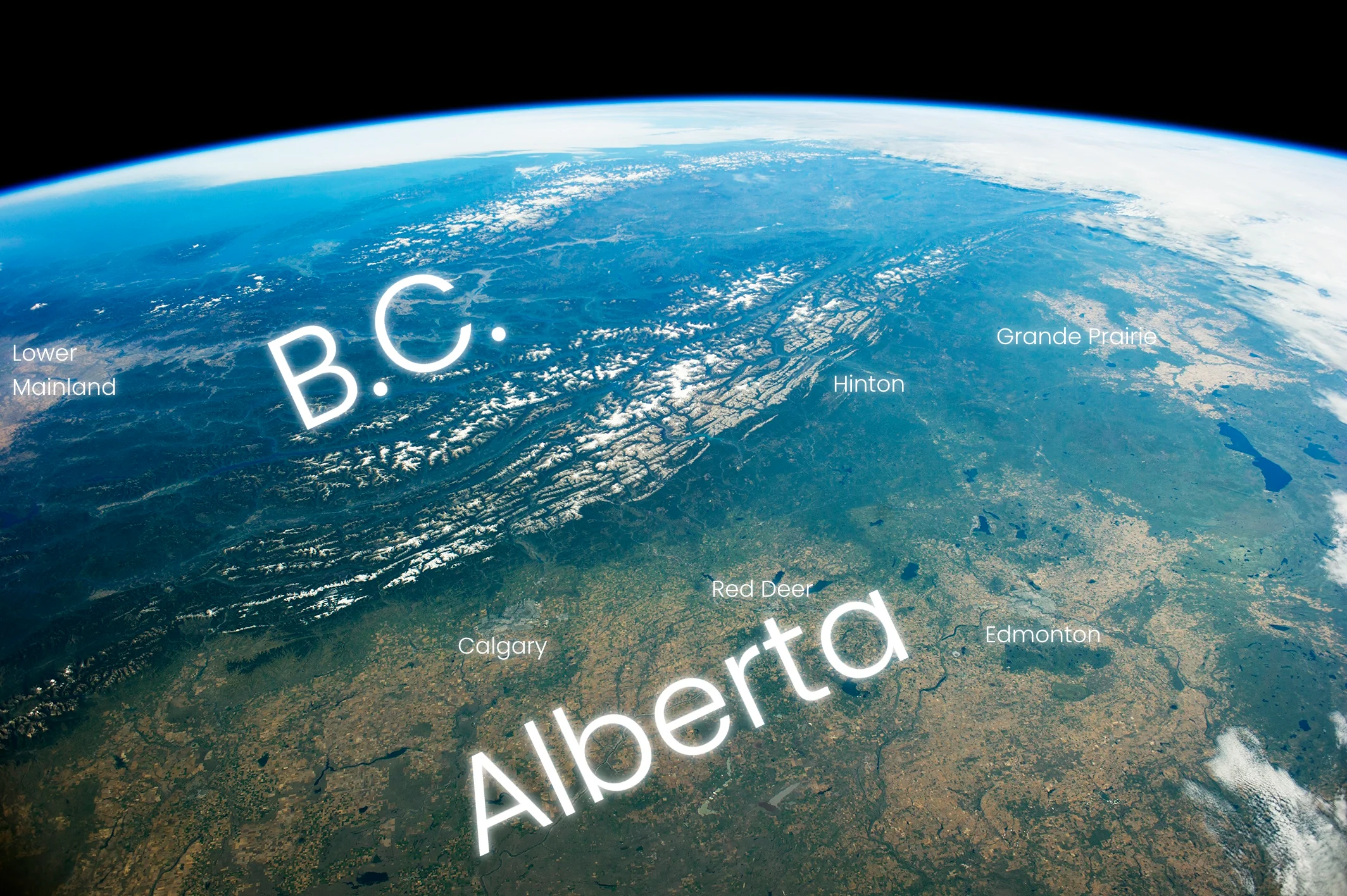 (NASA) Alberta Rockies from space