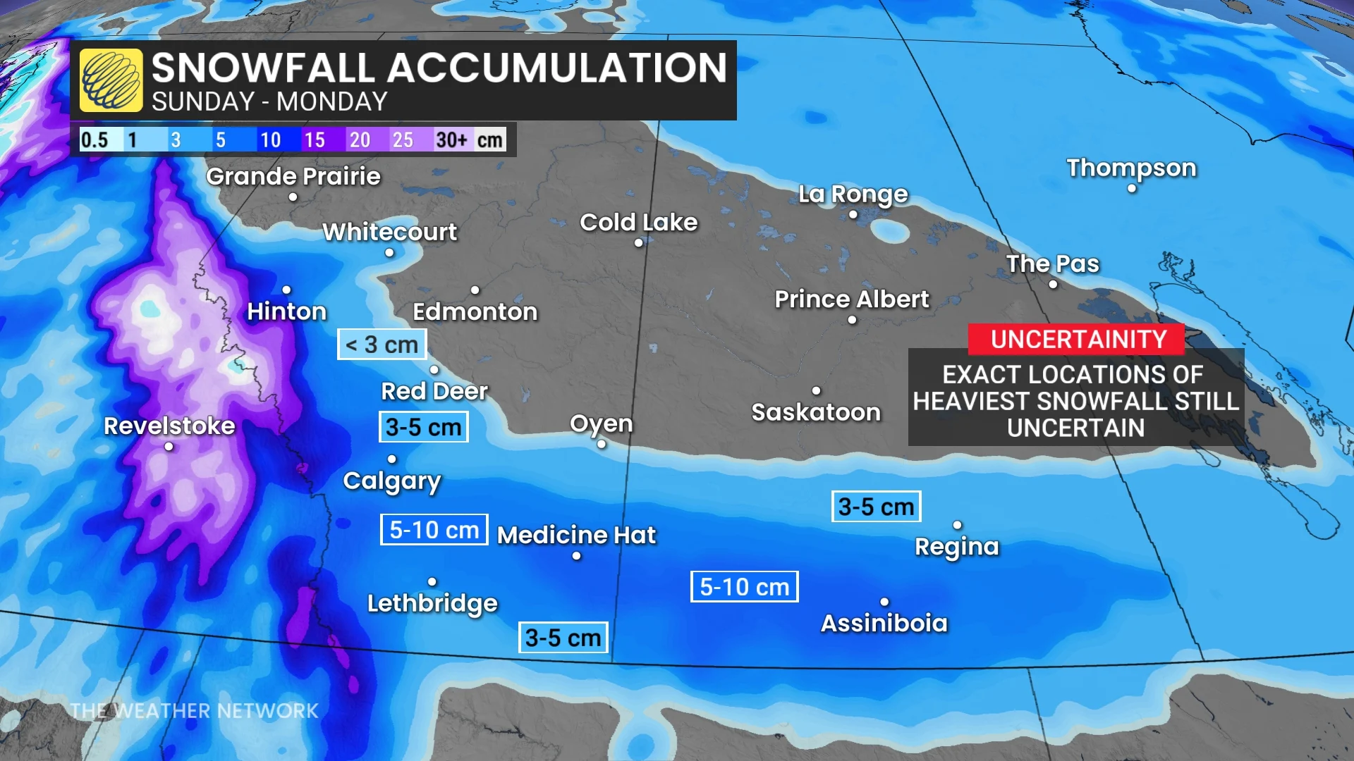 Prairies snow through Monday