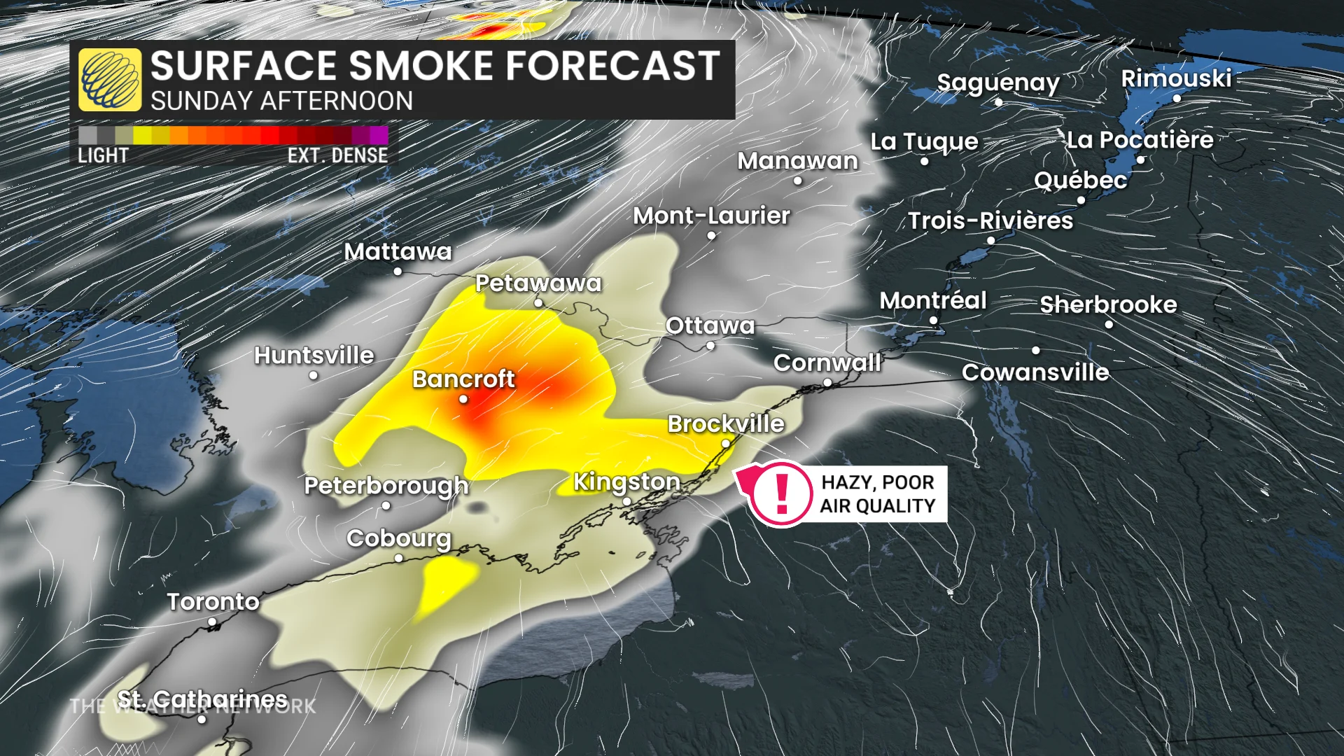 Southern Ontario wildfire smoke Sunday afternoon