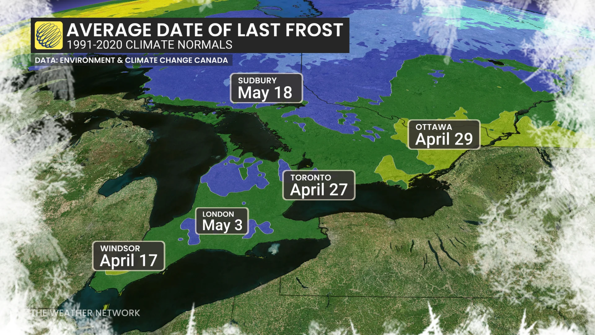 Ontario Average Date of Last Frost