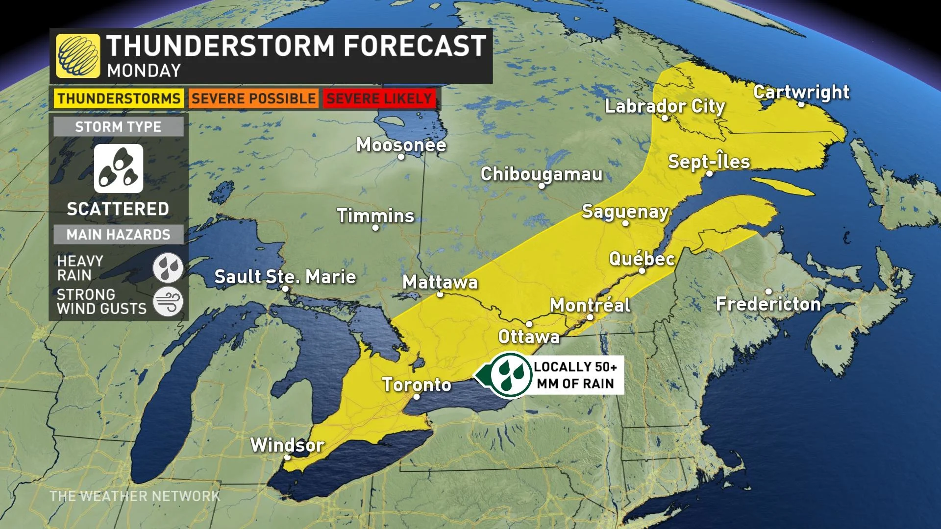 ON QC storm risk monday