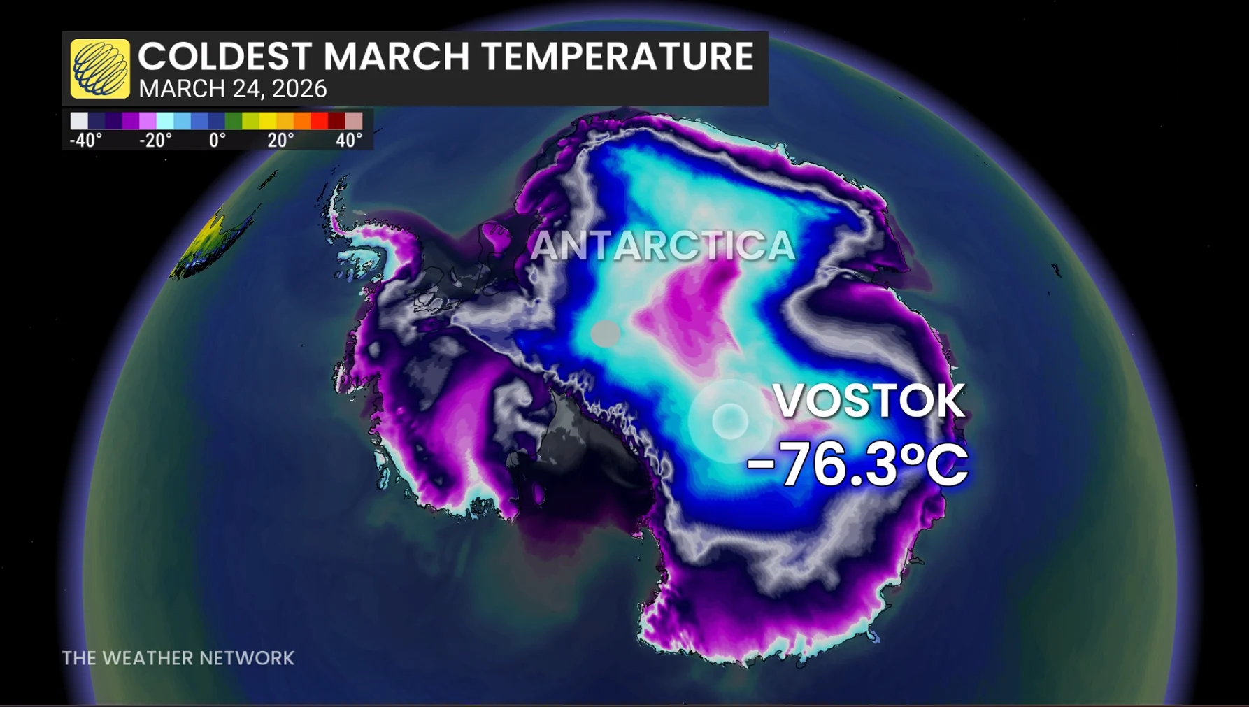 Coldest March temperature recorded March 24, 2026