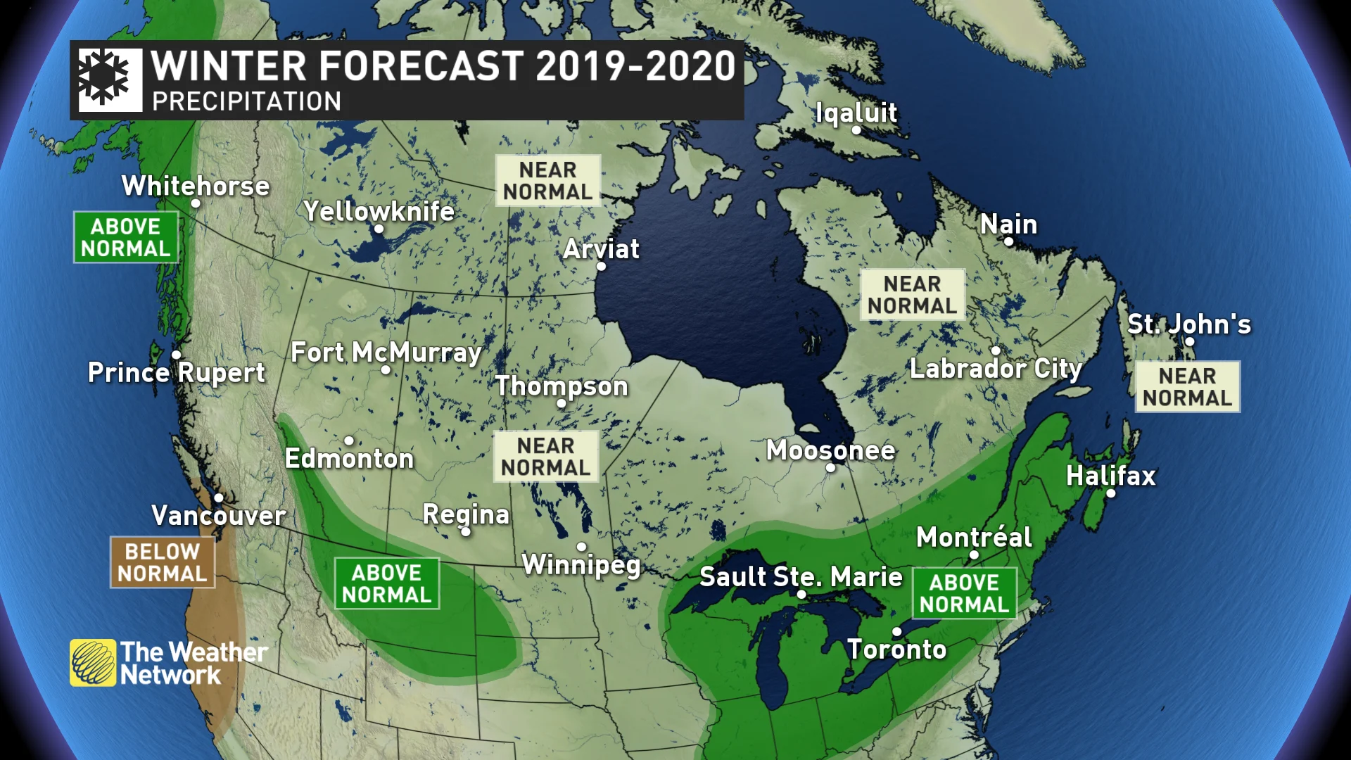 Winter forecast precipitation map