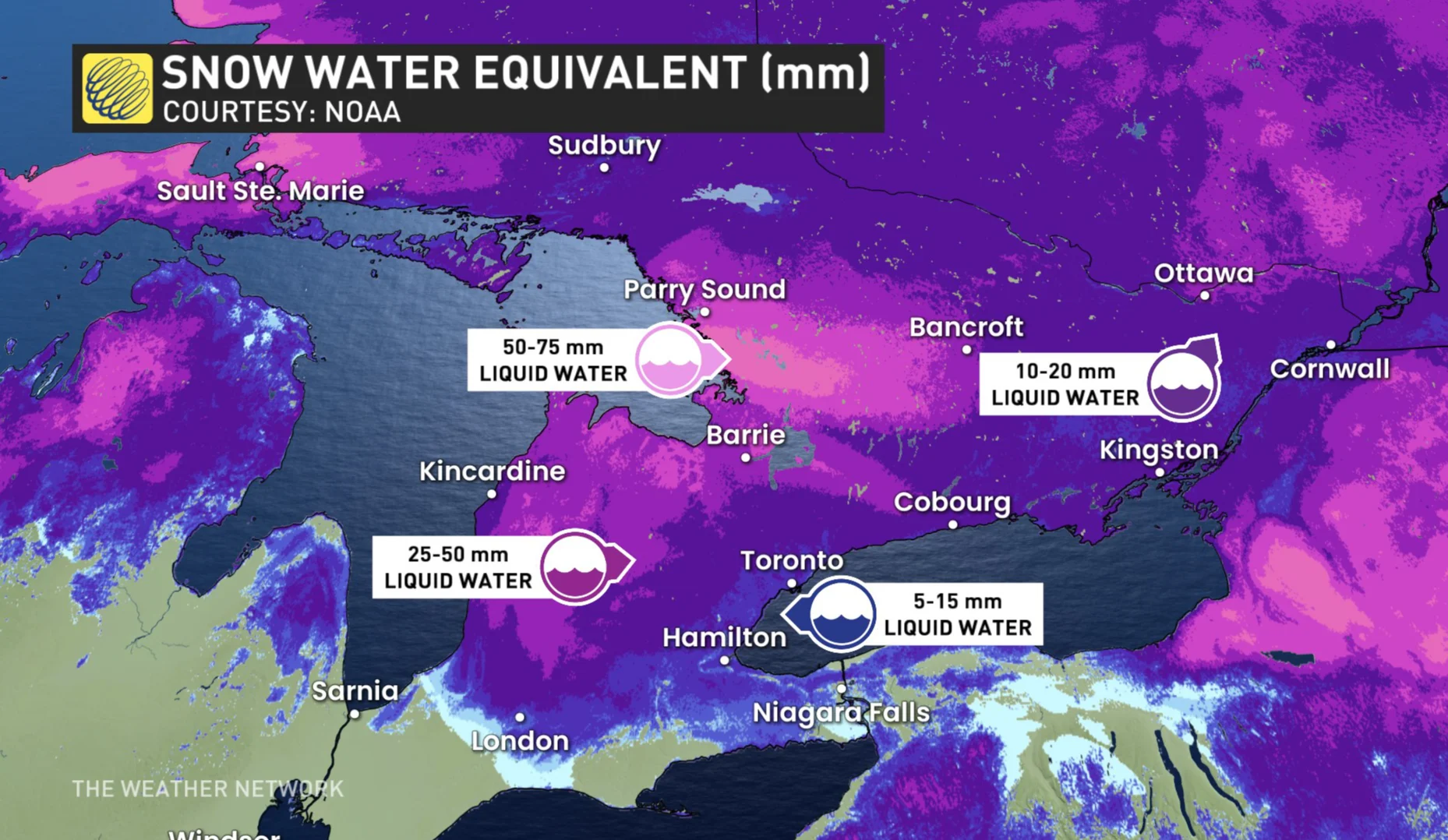 Ontario snow-water equivalent (mm)