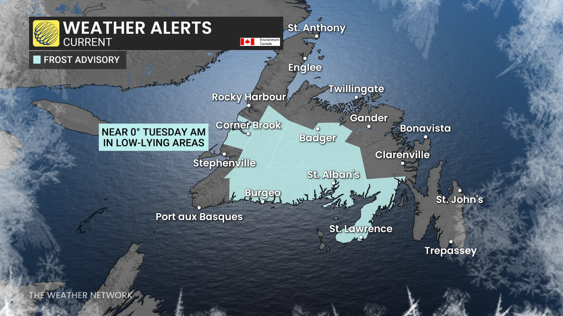 Newfoundland frost advisories June 22