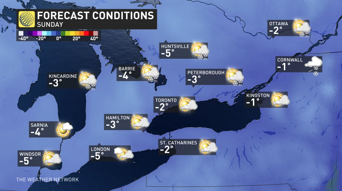 Baron - Ontario Sunday temperatures - Jan23