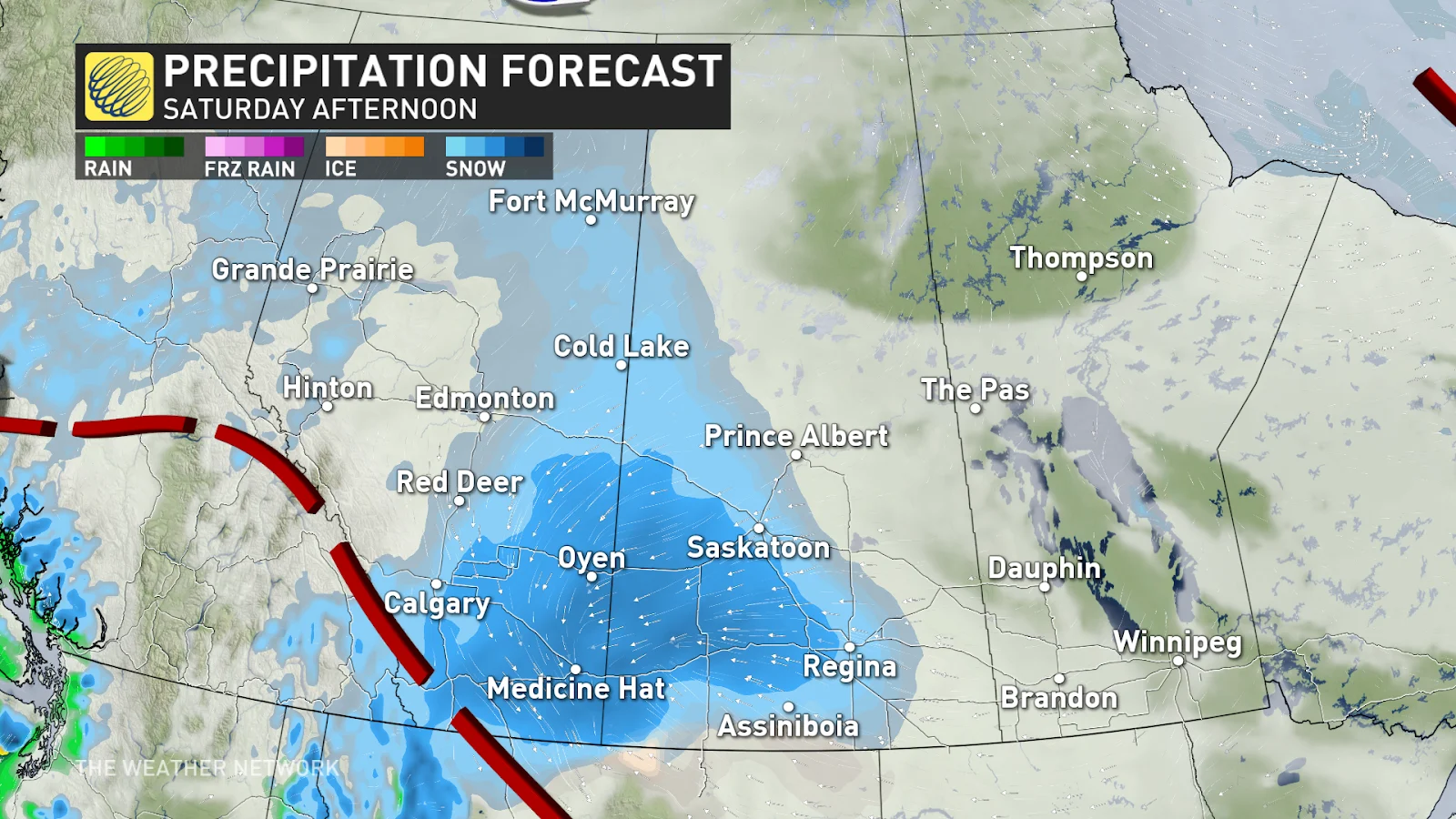 Prairies precipitation Saturday afternoon