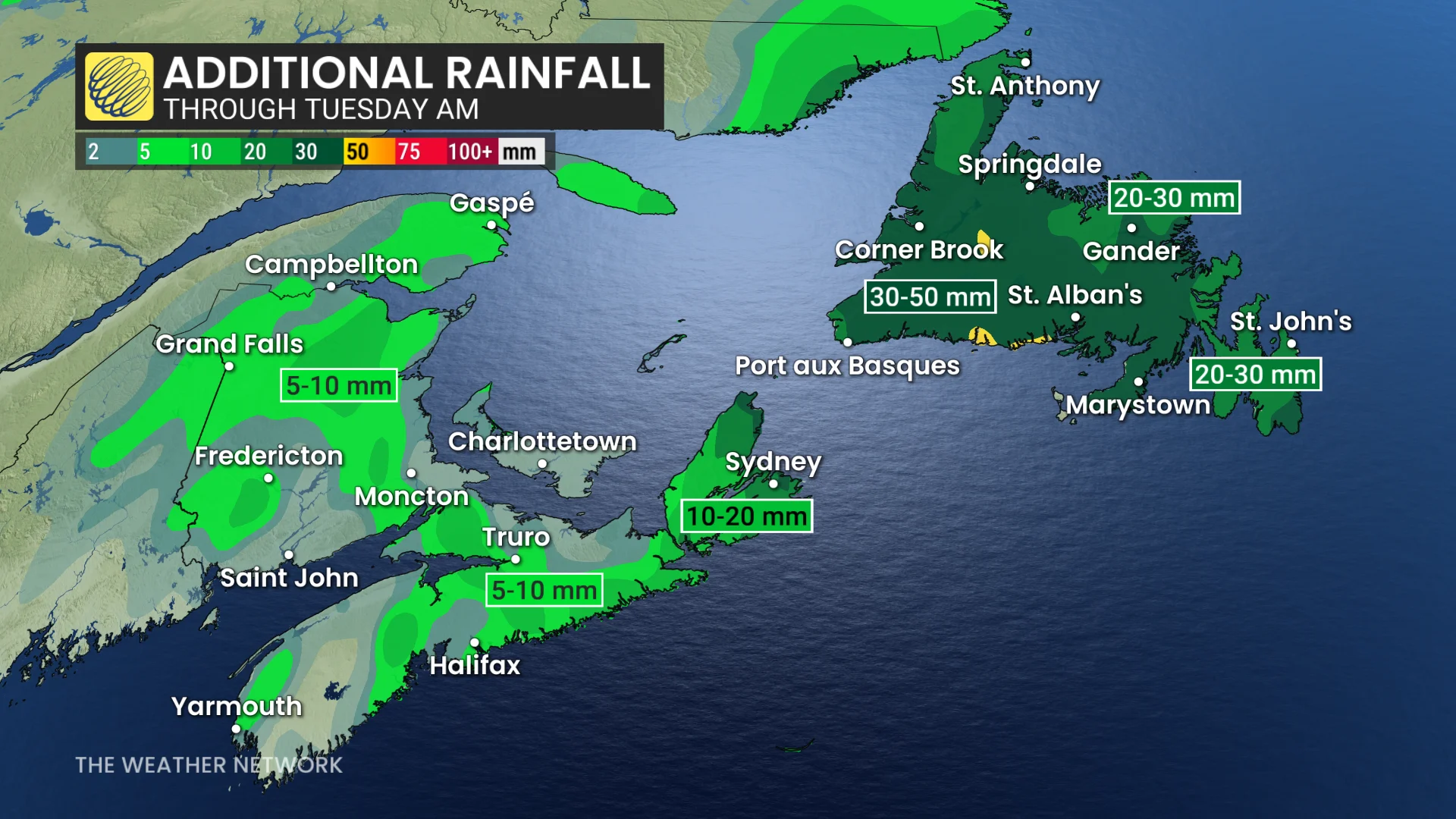 Baron - Atlantic Canada rain totals - April 14