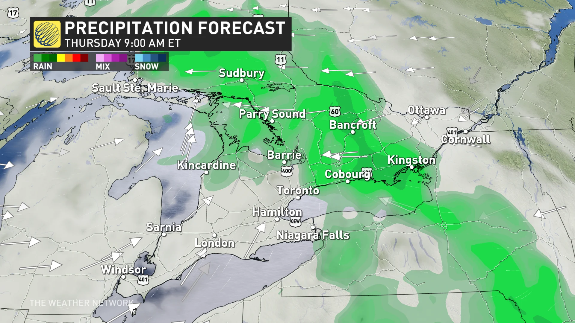 Thursday rain timing southern Ontario_April 15