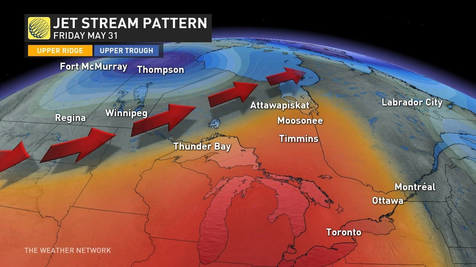 Hudson Bay jet stream pattern