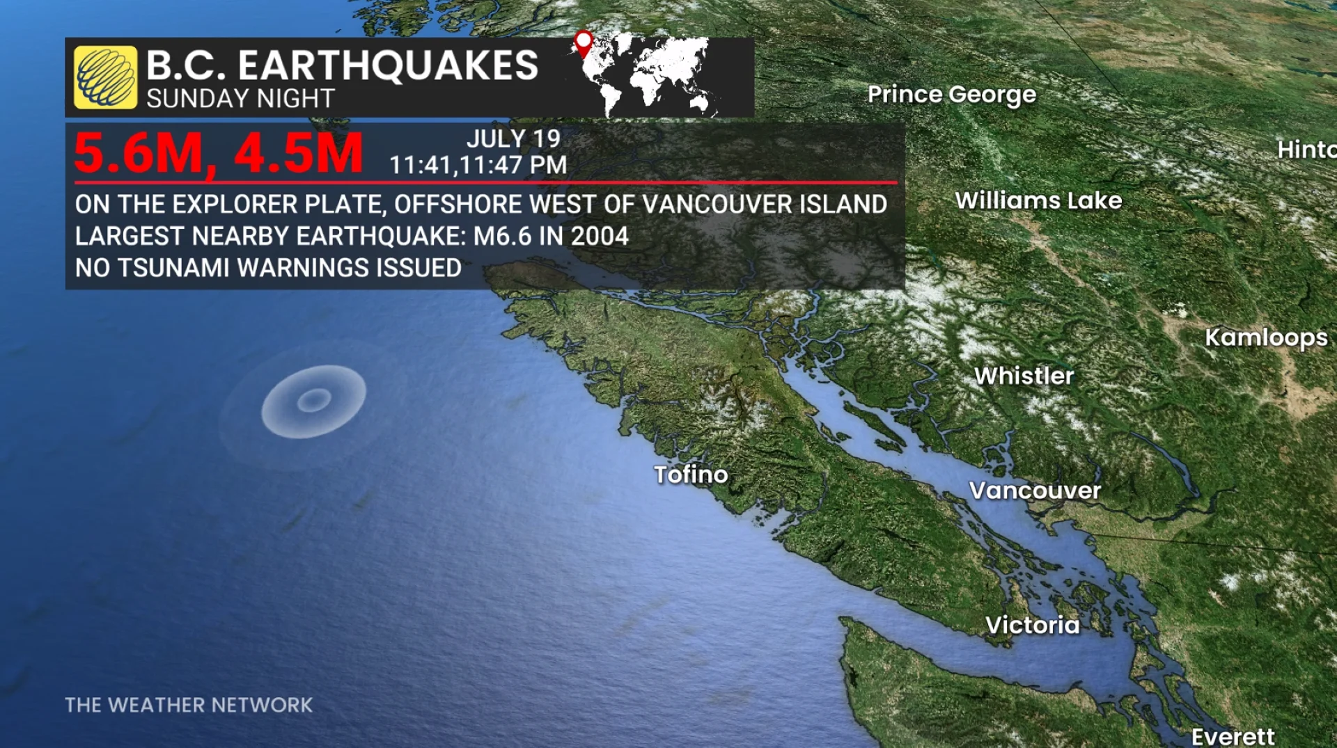 B.C. earthquakes July 19, 2026