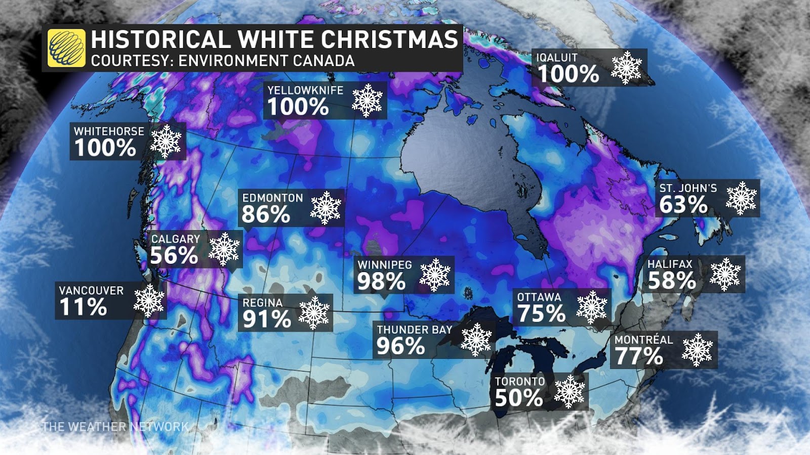 canada white christmas climatology