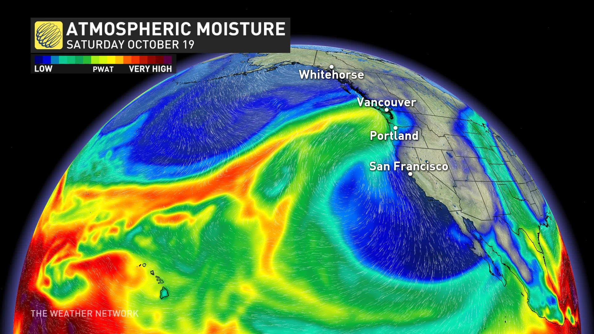 B.C. atmospheric moisture Saturday, Oct. 19_Oct. 15.