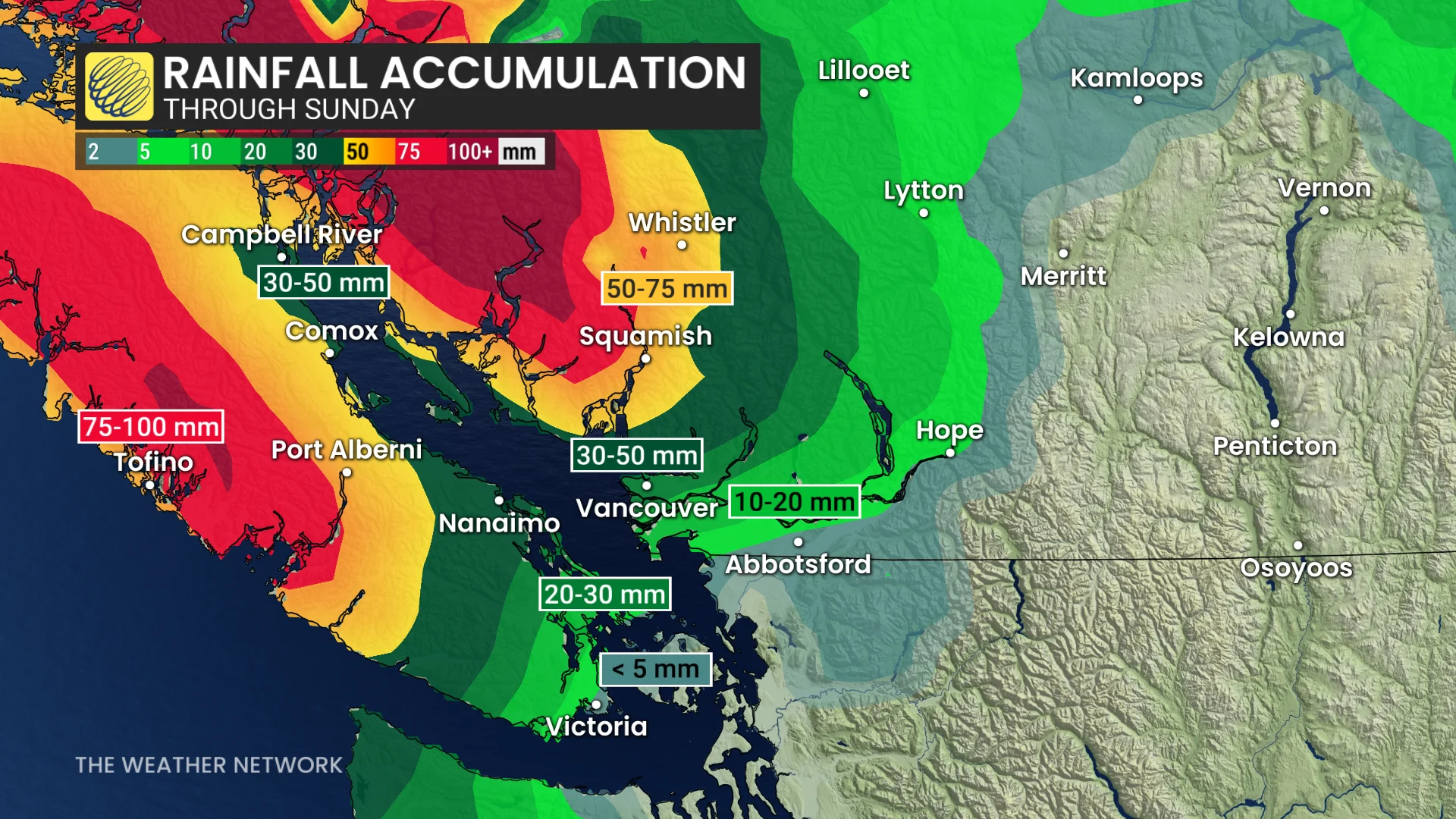 BC Rainfall Through Sunday