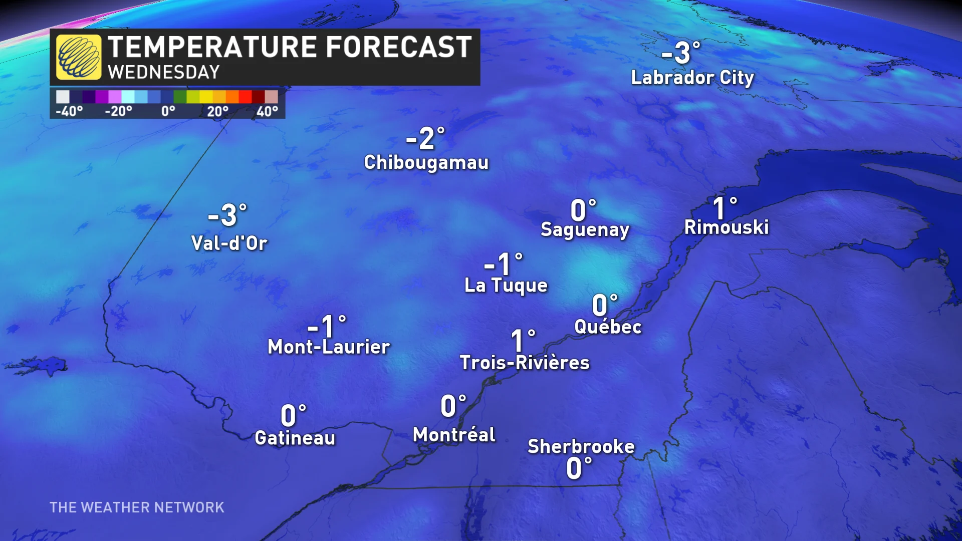 Quebec Wednesday temperatures