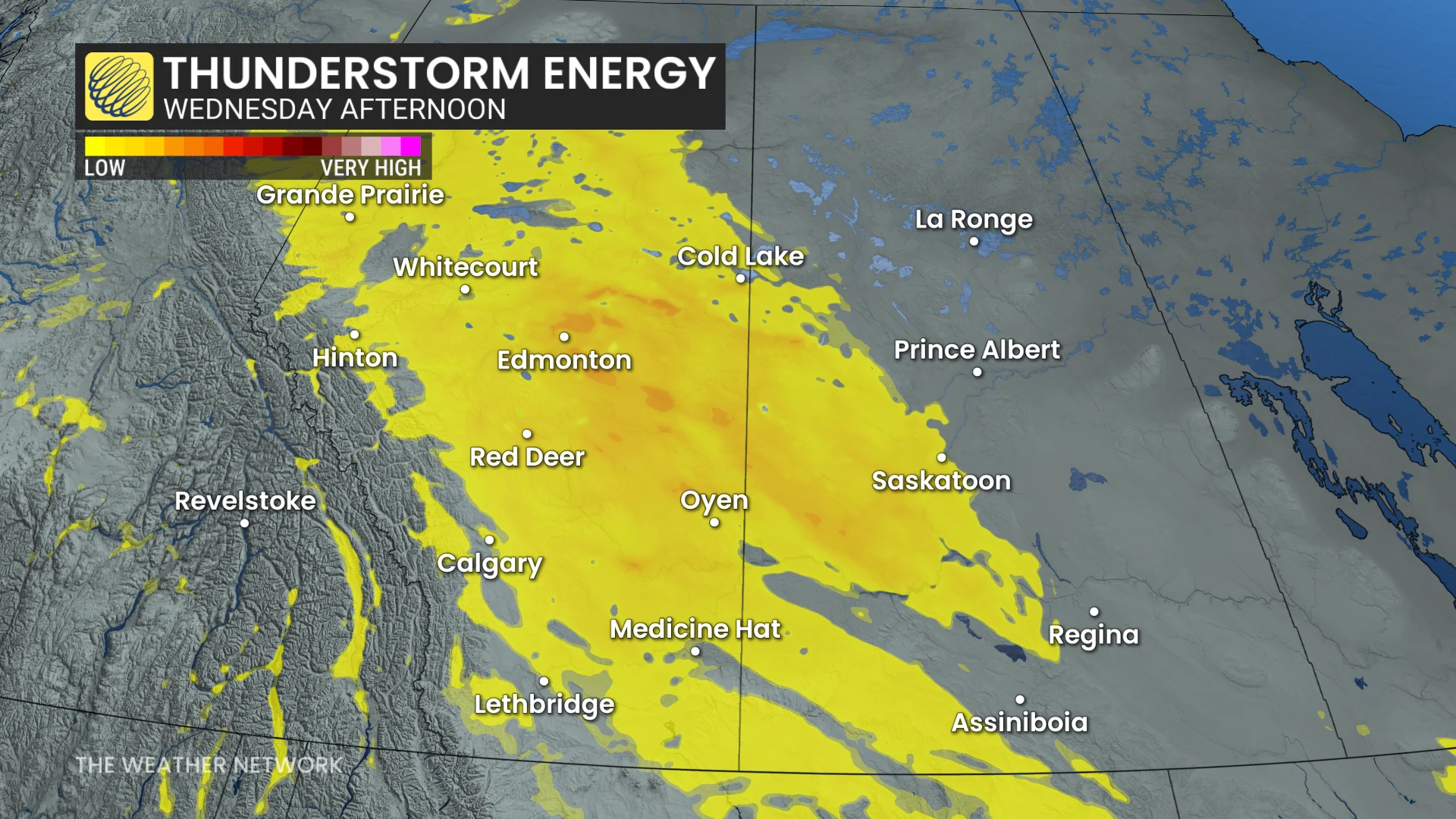 Prairies thunderstorm energy Wednesday afternoon