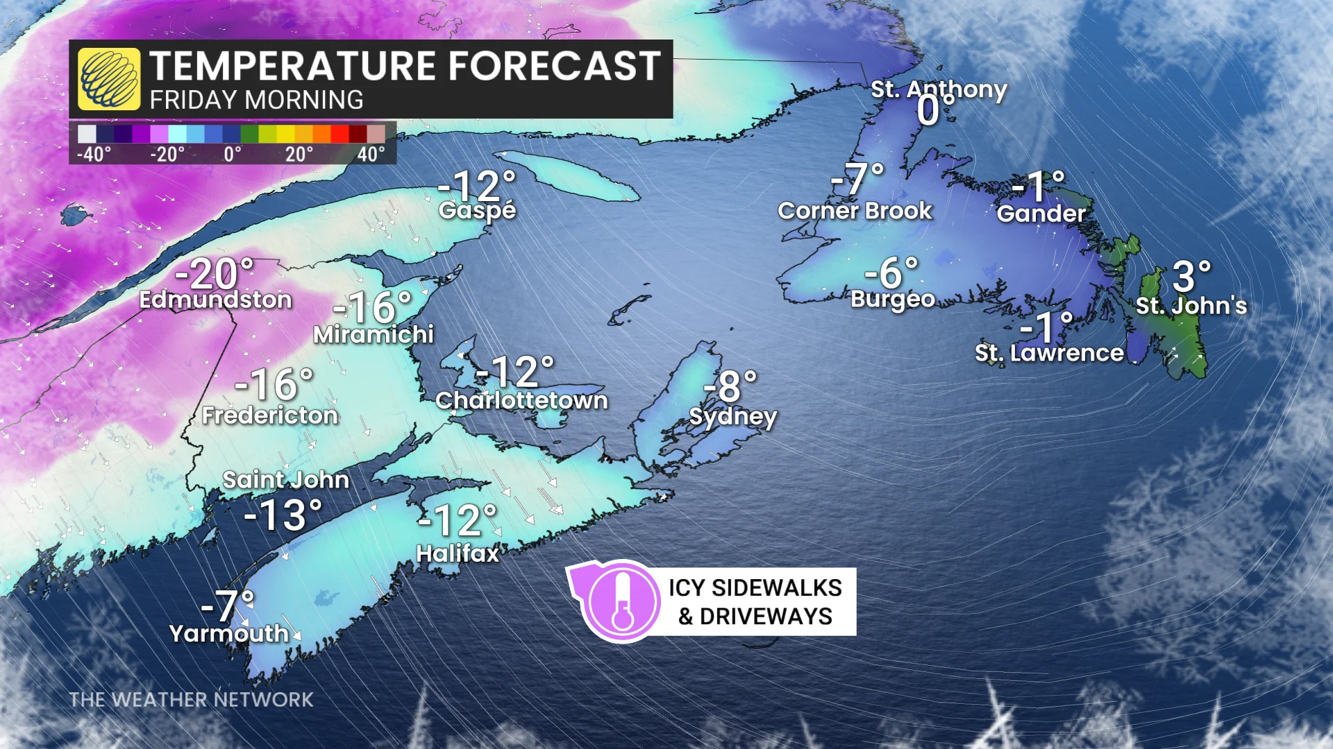 Baron - Atlantic Canada Friday morning temperatures - Dec 4